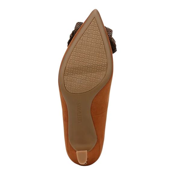 Sam & Libby Women's Maisie Flower Kitten Heel Pumps Brown Size 6 - Picture 5 of 5